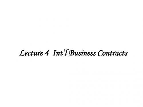 Lecture 4  Int'l Business Contracts