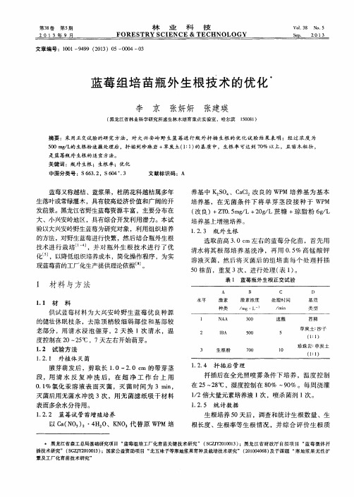 蓝莓组培苗瓶外生根技术的优化