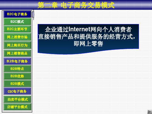 电子商务交易模式企业通过Internet网向个人消费者直接销售