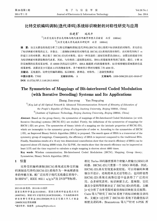 比特交织编码调制(迭代译码)系统标识映射的对称性研究与应用