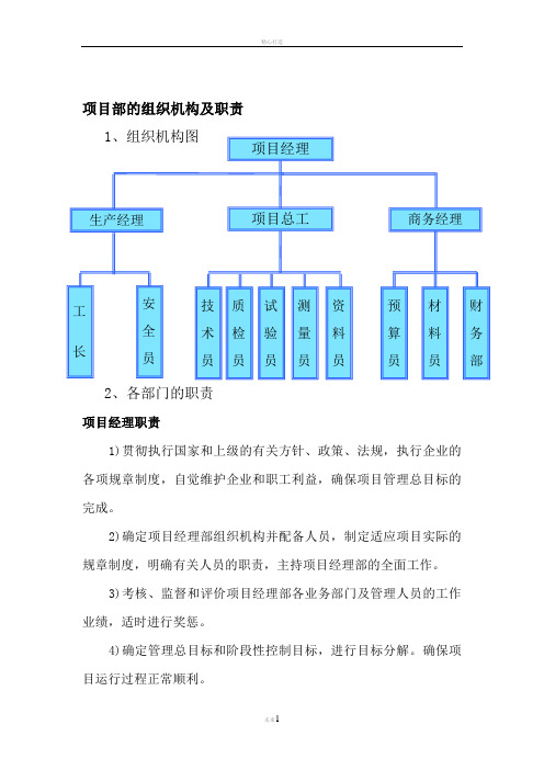 项目部的组织机构及岗位职责