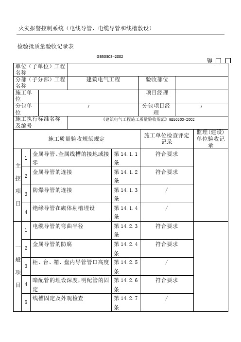 火灾自动报警系统全部检验批质量验收记录表