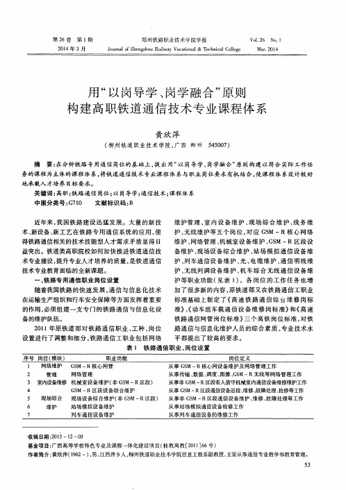 用“以岗导学、岗学融合”原则构建高职铁道通信技术专业课程体系