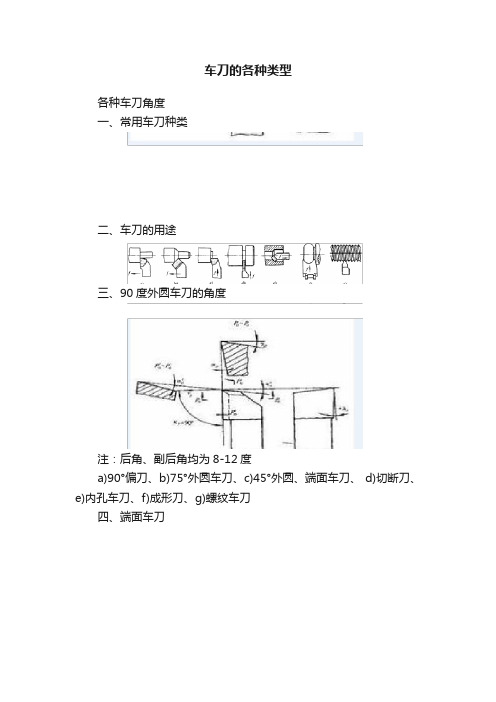 车刀的各种类型