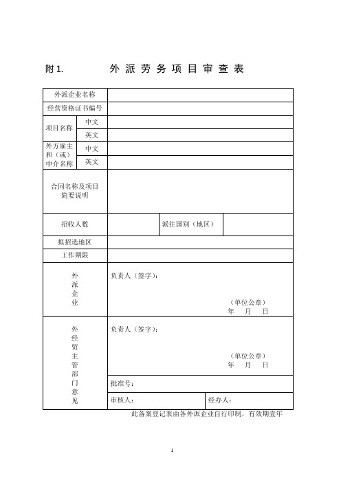 外派劳务审核表