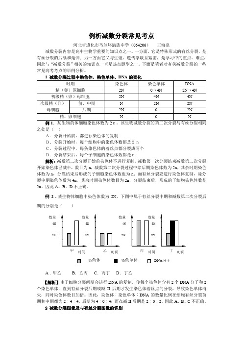 例析减数分裂常见考点 王海泉