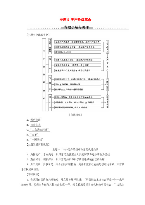 2019_2020学年高中历史专题5无产阶级革命专题小结与测评学案人民版选修4