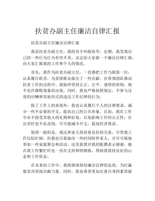 扶贫办副主任廉洁自律汇报