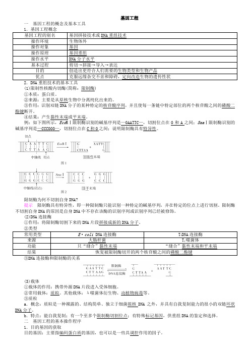 2021高考生物必背知识点总结——基因工程