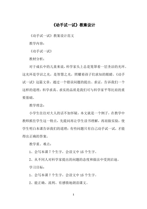《动手试一试》教案设计