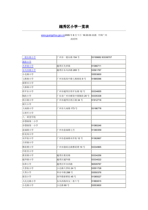 越秀区小学一览表