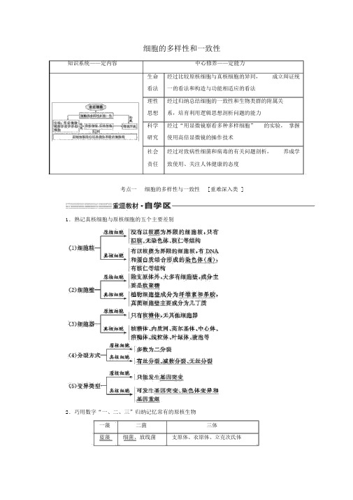 (新课改省份专用)2020版高考生物一轮复习第二单元第一讲细胞的多样性和统一性讲义(含解析)