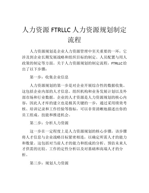 人力资源FTRLLC人力资源规划制定流程