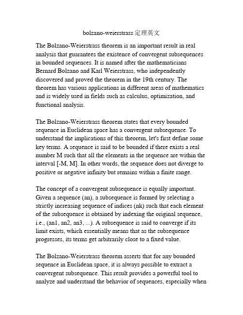 bolzano-weierstrass定理英文