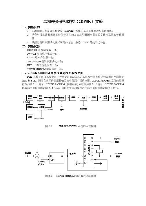 二相差分移相键控(2DPSK)实验