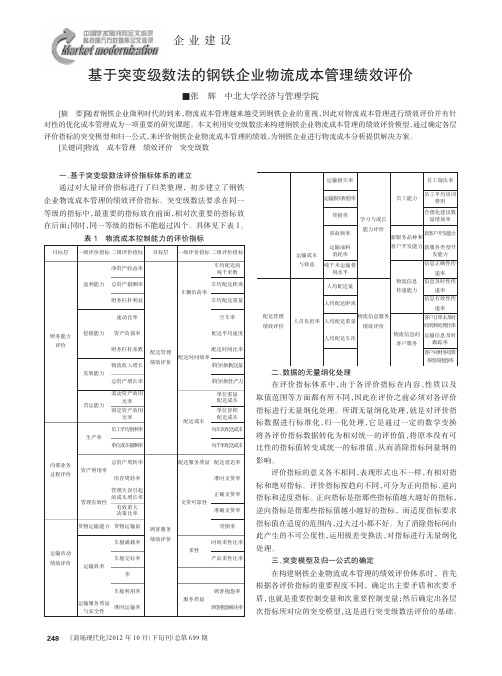 基于突变级数法的钢铁企业物流成本管理绩效评价