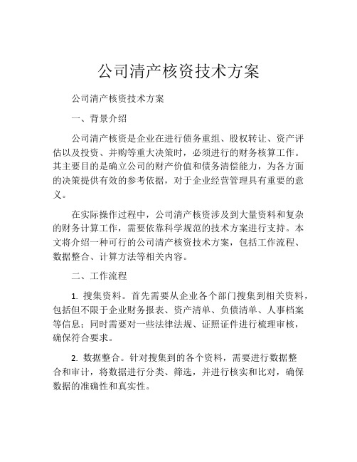 公司清产核资技术方案