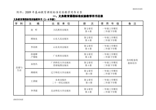 2009年基础教育课程标准实验教学用书目录.doc