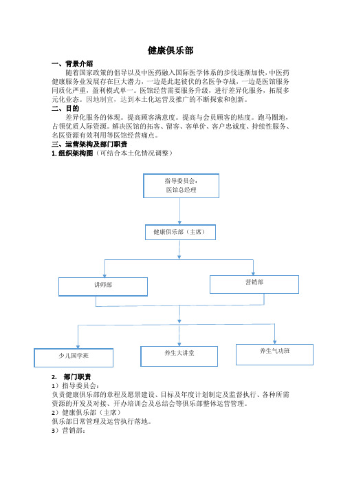 健康俱乐部方案