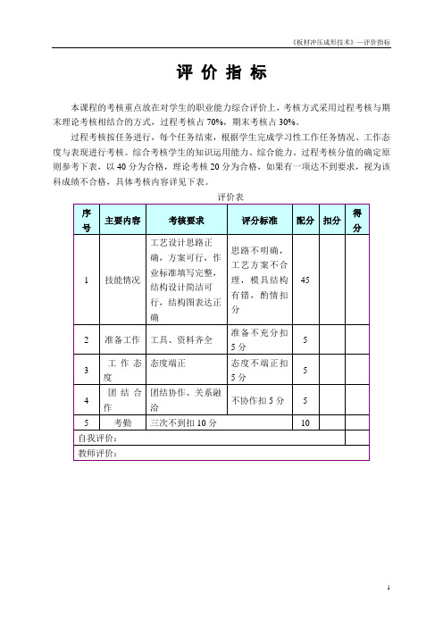 《板材冲压成形技术》评价指标