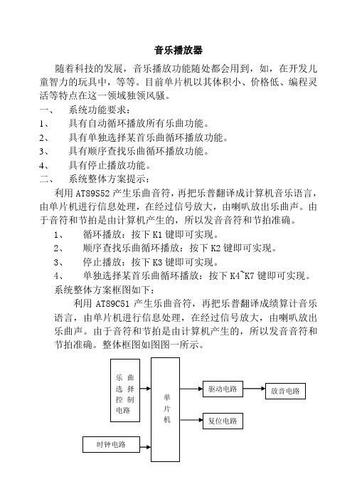 基于AT89C51单片机音乐播放器的设计