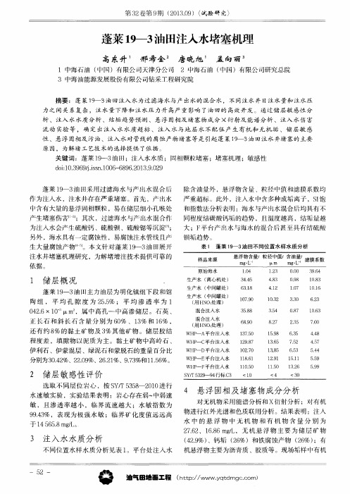 蓬莱19—3油田注入水堵塞机理