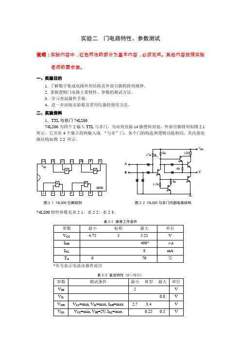 实验2  门电路特性参数测试