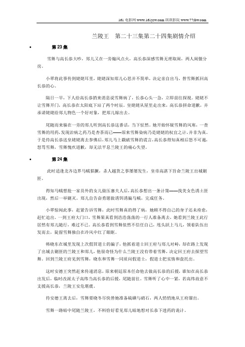 兰陵王  第二十三集第二十四集剧情介绍