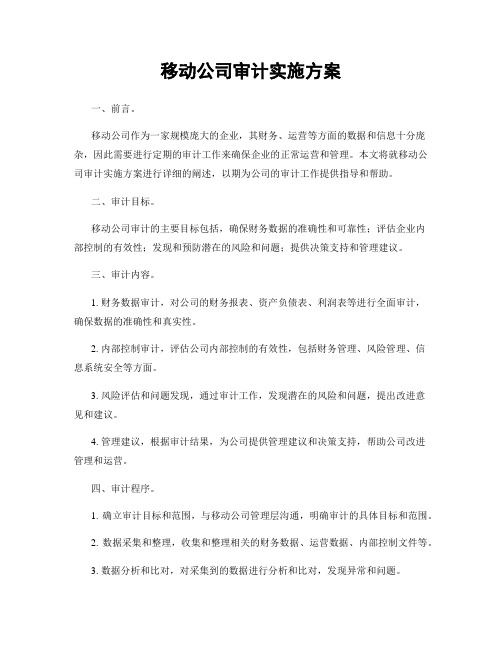 移动公司审计实施方案