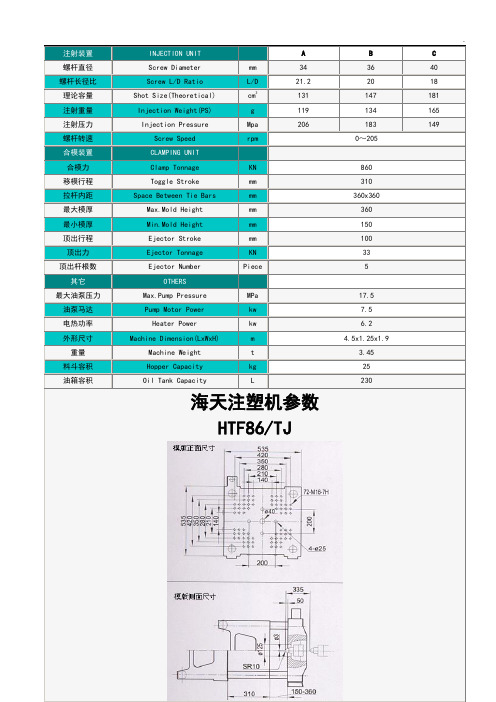 海天注塑机全参数