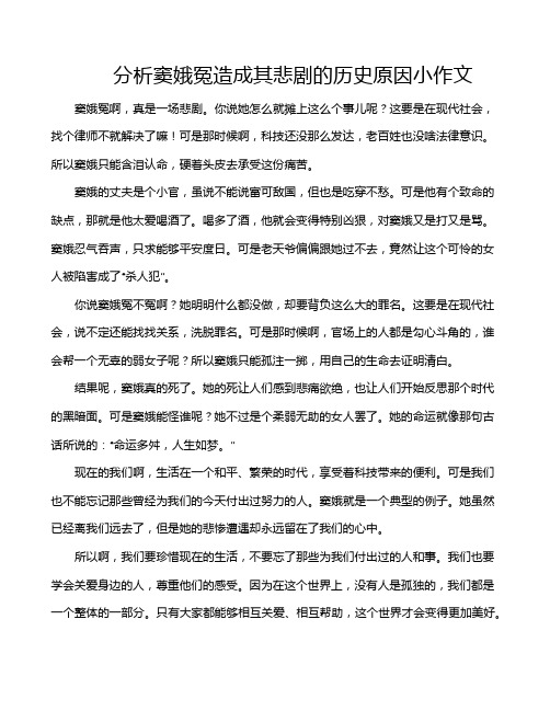 分析窦娥冤造成其悲剧的历史原因小作文