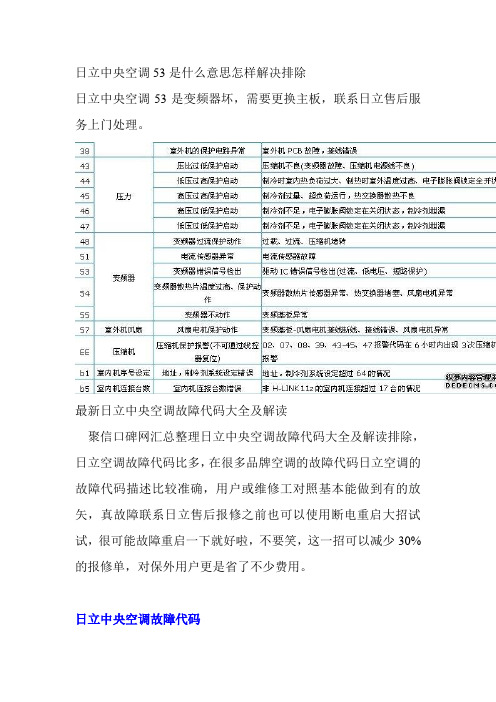 日立中央空调显示53是什么意思故障怎样解决排除新