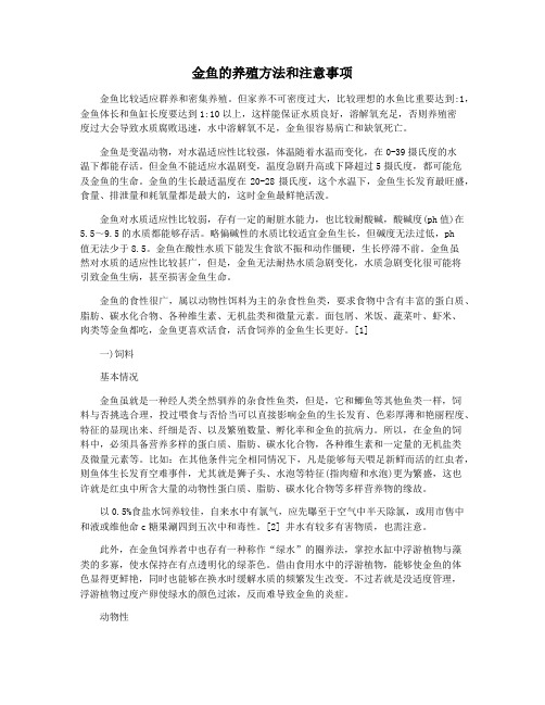 金鱼的养殖方法和注意事项