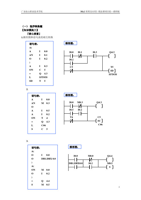 《PLC原理及应用》精品课题库(教师版)