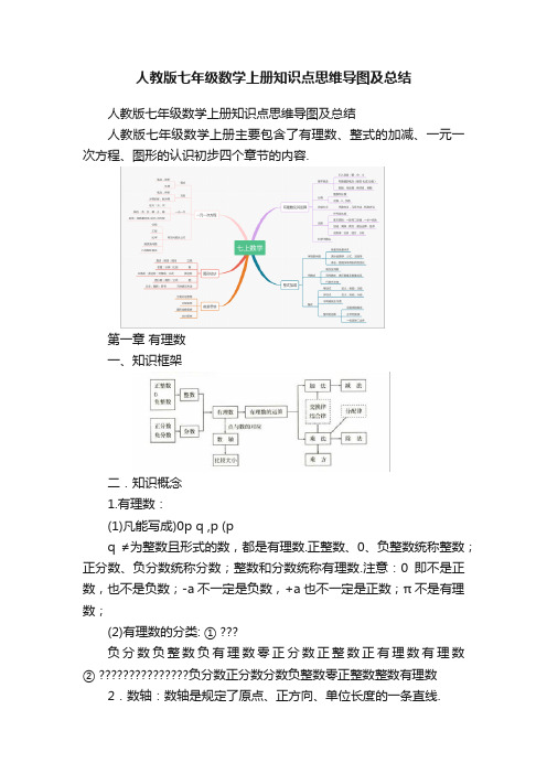 人教版七年级数学上册知识点思维导图及总结