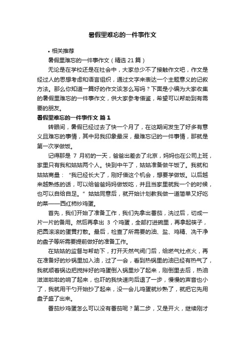 暑假里难忘的一件事作文