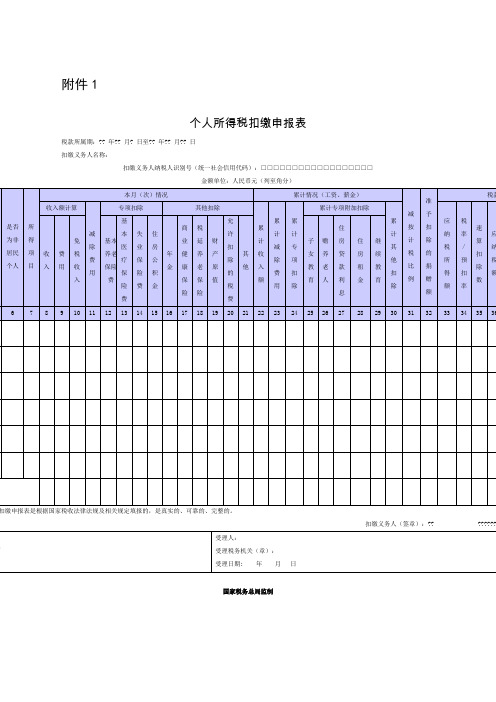 个人所得税扣缴申报表》及填表说明