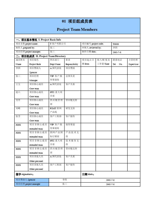 IT项目管理模板(通用)