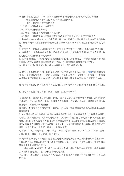 物权法复习资料331的2012---2013华东交通大学理工学院