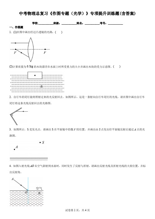 中考物理总复习《作图专题(光学)》专项提升训练题(含答案)