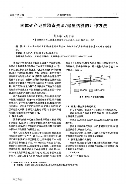 固体矿产地质勘查资源储量估算的几种方法