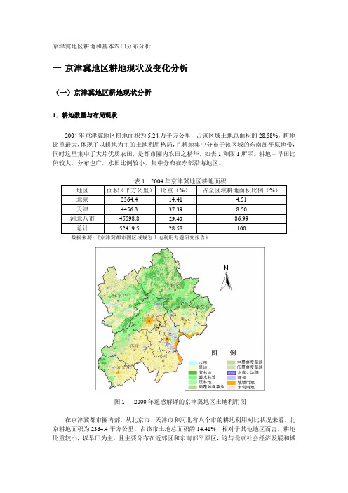 京津冀地区耕地和基本农田分析