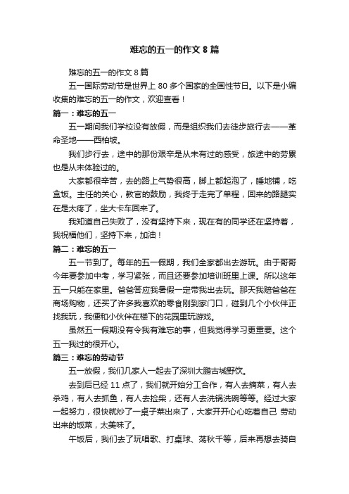 难忘的五一的作文8篇