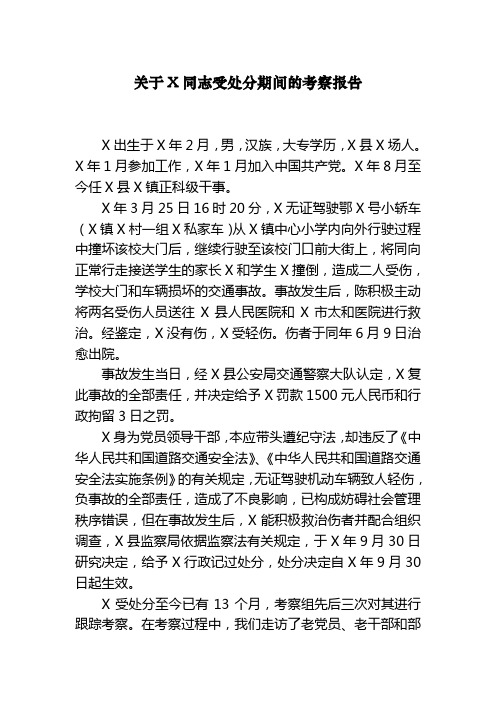 关于X同志受处分期间的考察报告