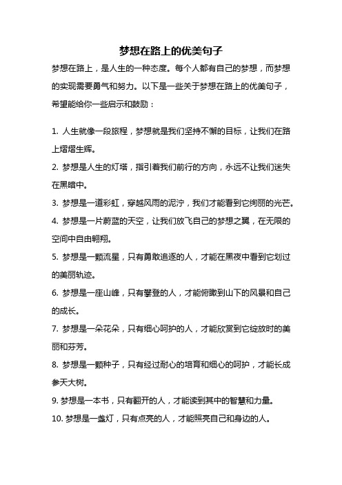 梦想在路上的优美句子