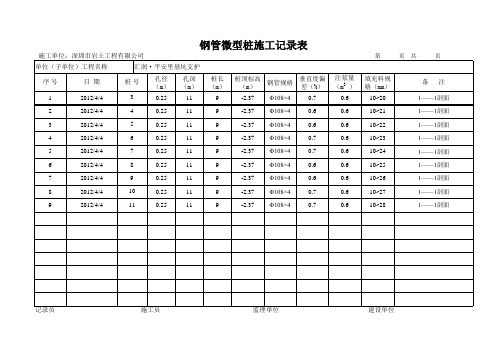 钢管微型桩记录表格