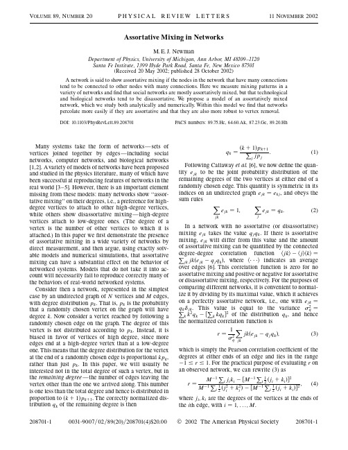 M. E. J. Newman Assortative Mixing in Networks