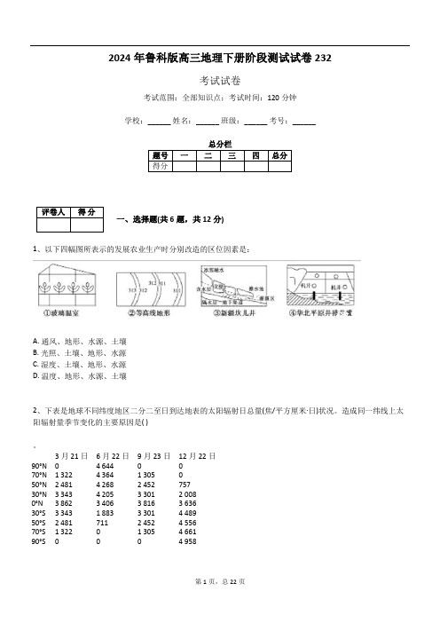 2024年鲁科版高三地理下册阶段测试试卷232