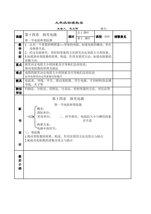 沪科版-物理-九年级全一册-14.1电阻和变阻器