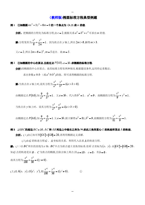 高中数学椭圆经典例题(学生+老师)